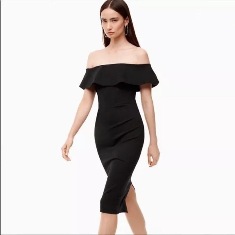 Babaton Rusian Black Off Shoulder Black Bodycon Dress size 6
